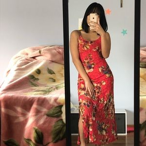 Floral Lacy Red Summer Dress